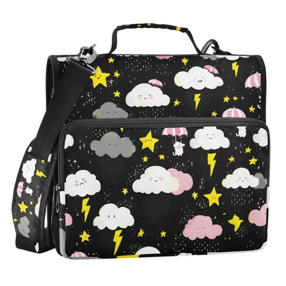 ALAZA Zipper Binder Cute Stars Cloud 3 Ring Trapper Keeper File Folder Organizer Bag