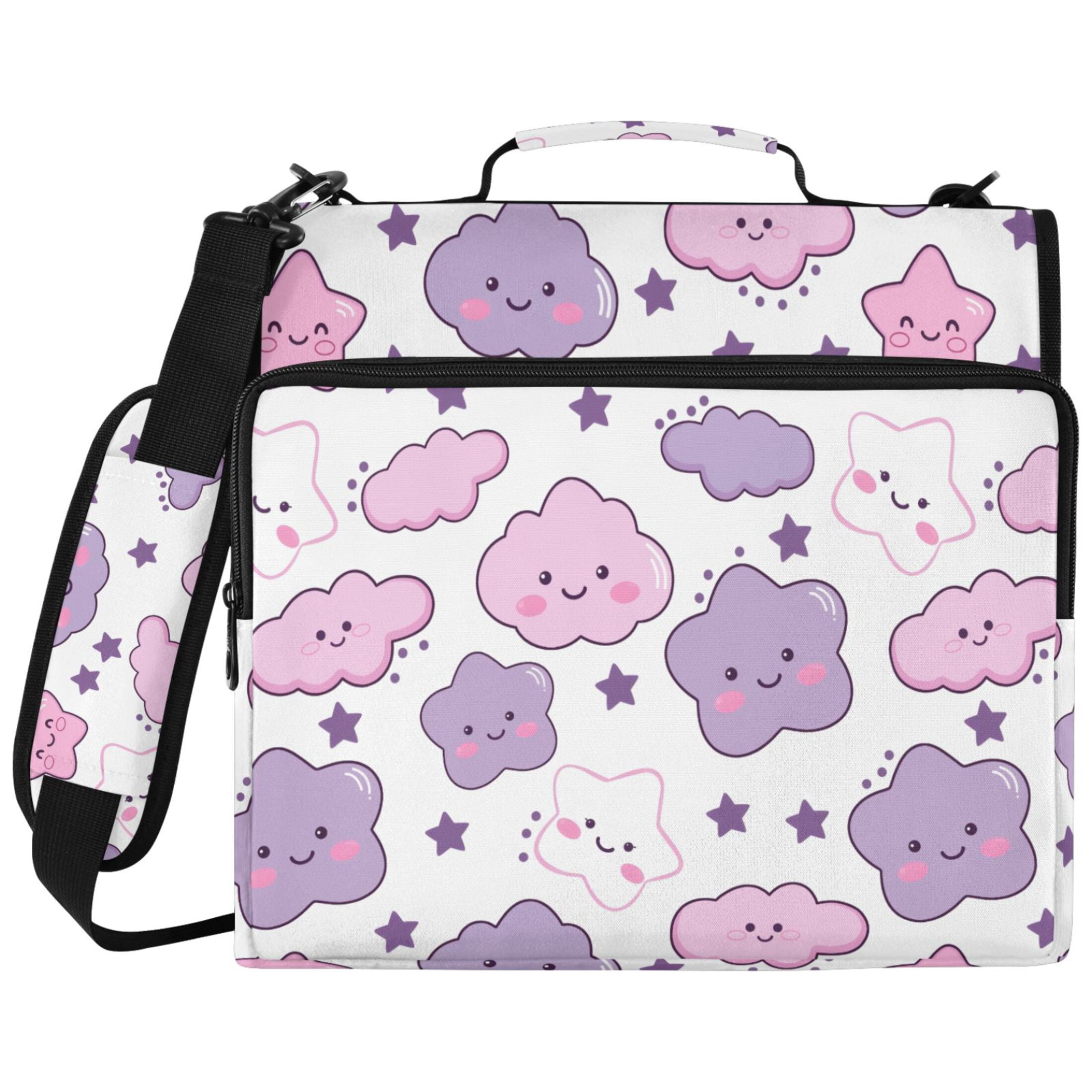 ALAZA Zipper Binder Cute Stars Cloud Pattern 2 inch 3 Ring 500 Sheet Capacity Trapper Keeper File Folder Organizer Bag