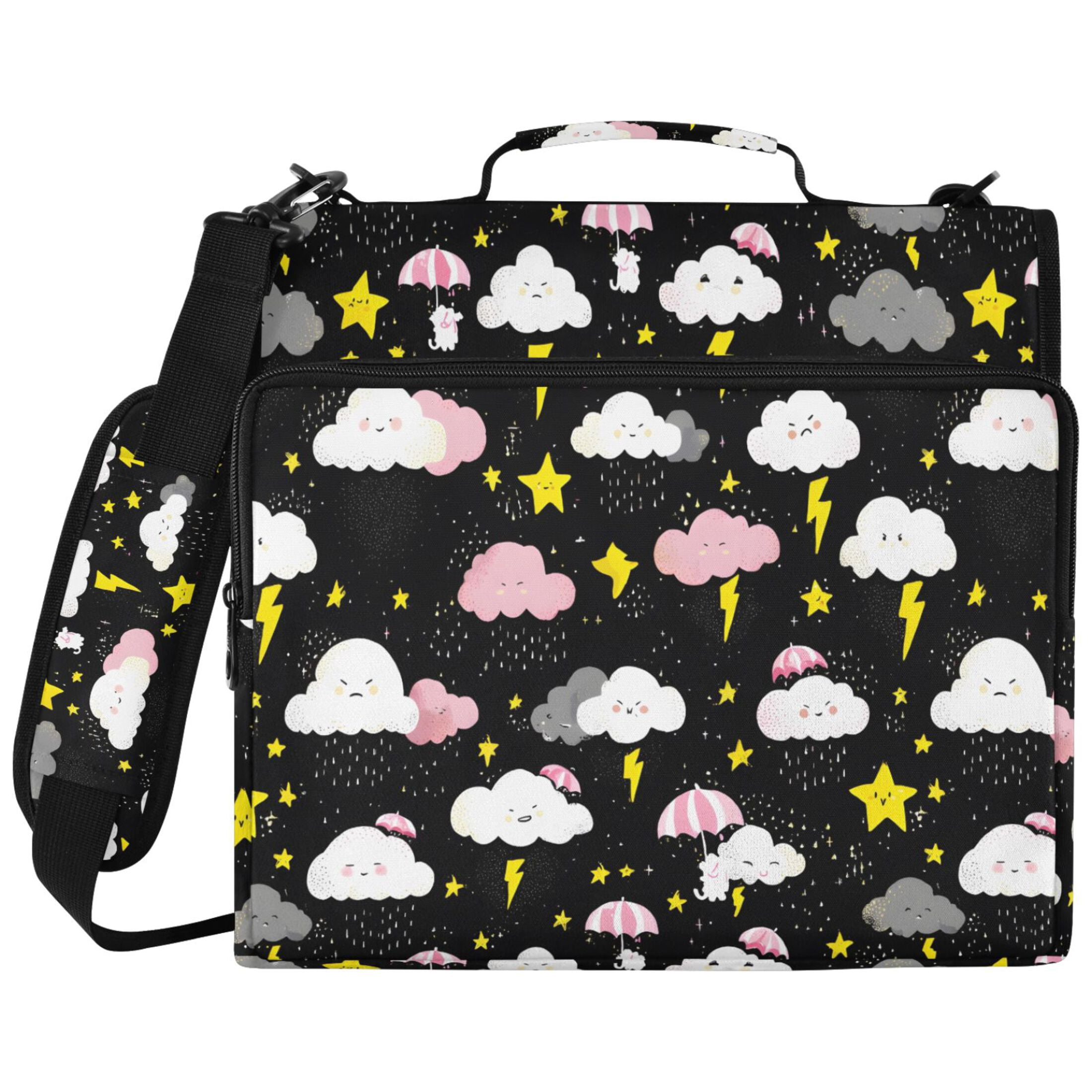 ALAZA Zipper Binder Cute Stars Cloud Pattern 2 inch 3 Ring 500 Sheet Capacity Trapper Keeper File Folder Organizer Bag