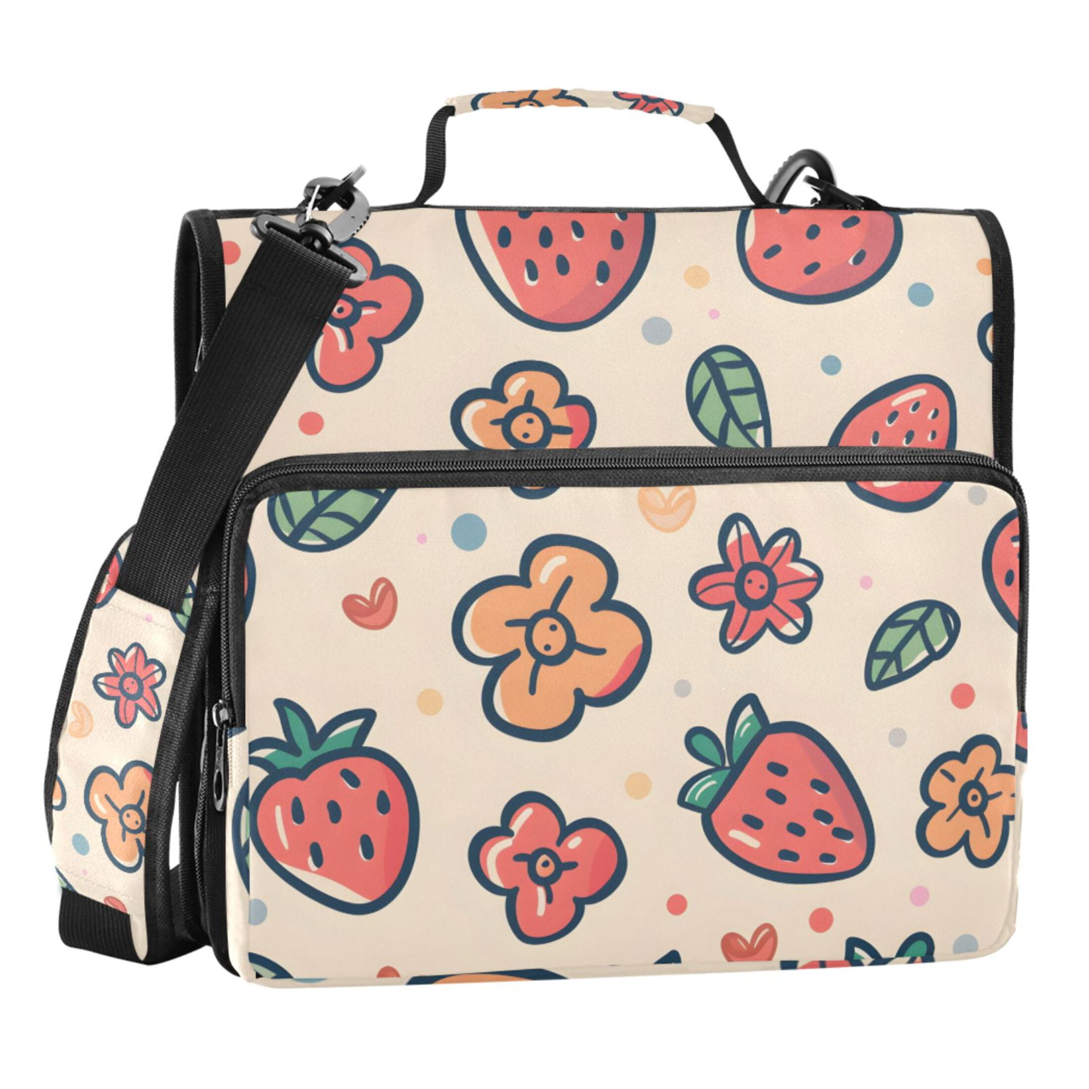 ALAZA Zipper Binder Cute Strawberry 3 Ring Trapper Keeper File Folder Organizer Bag