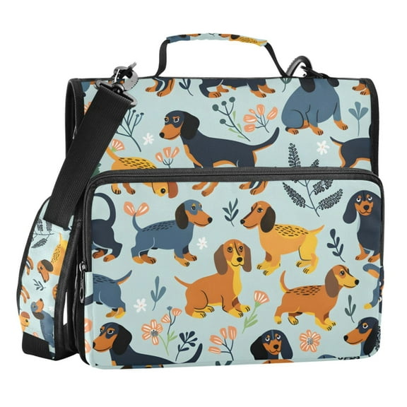 ALAZA Zipper Binder Dachshund Dogs 3 Ring Trapper Keeper File Folder Organizer Bag