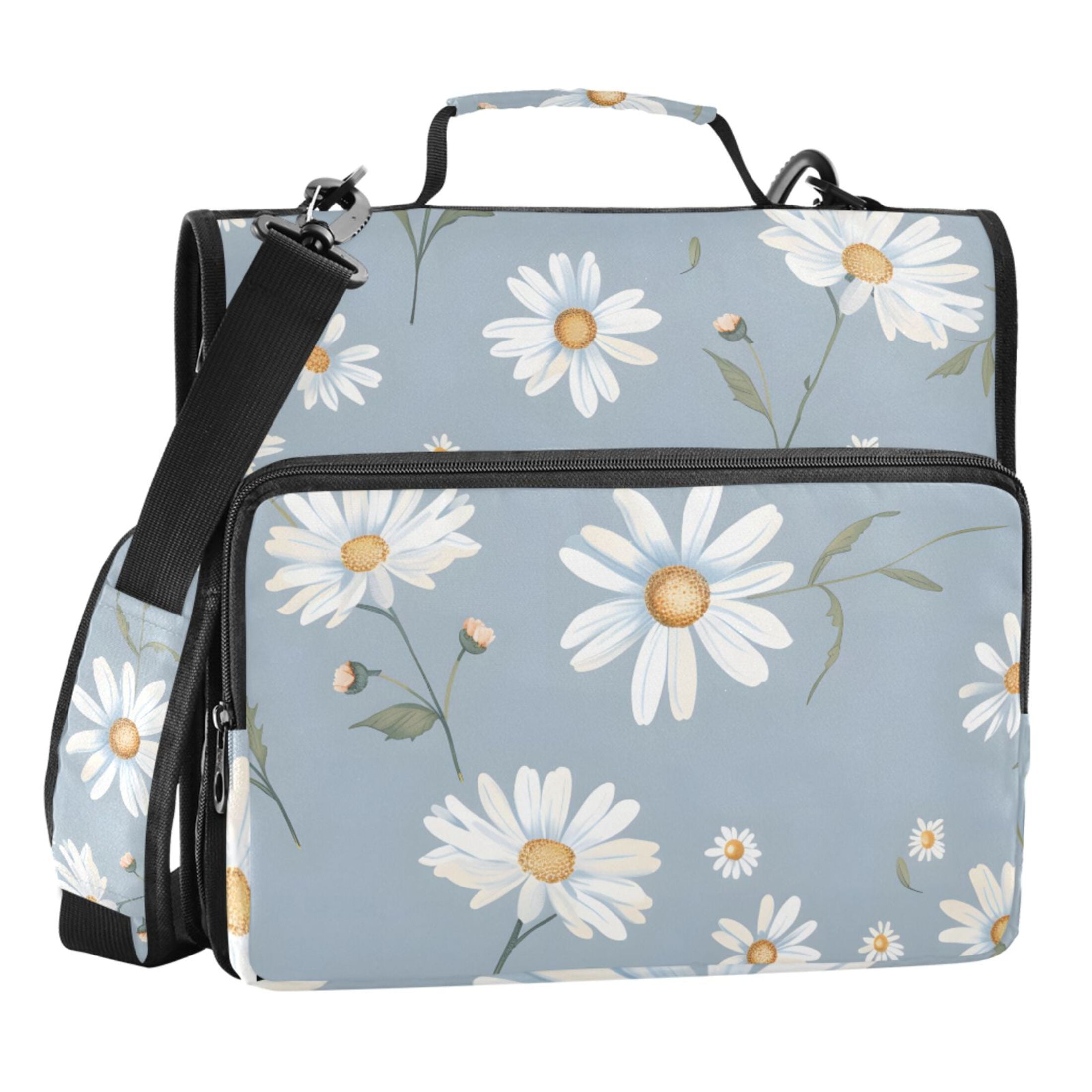 ALAZA Zipper Binder Daisy Floral 3 Ring Trapper Keeper File Folder Organizer Bag