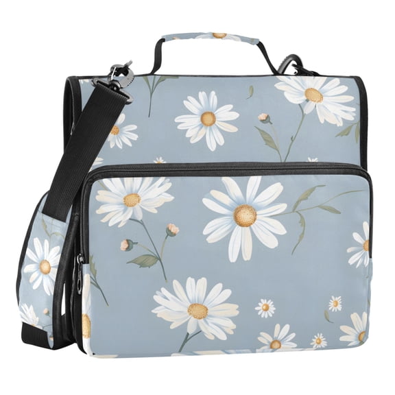 ALAZA Zipper Binder Daisy Floral 3 Ring Trapper Keeper File Folder Organizer Bag