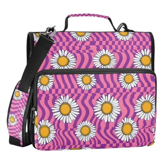 ALAZA Zipper Binder Daisy Flowers on Pink Check 3 Ring Trapper Keeper File Folder Organizer Bag