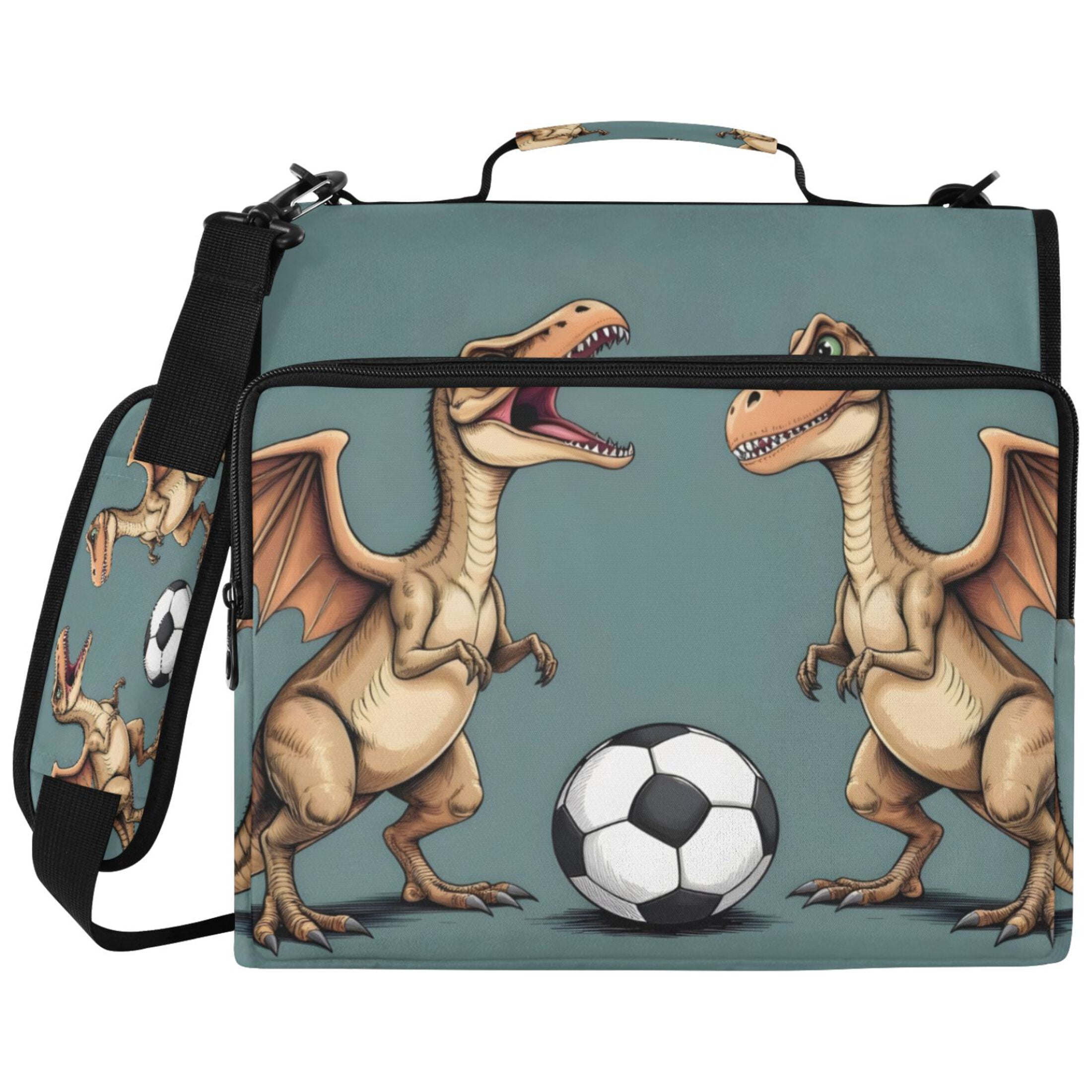 ALAZA Zipper Binder Dinosaur Play Football Pattern 2 inch 3 Ring 500 ...