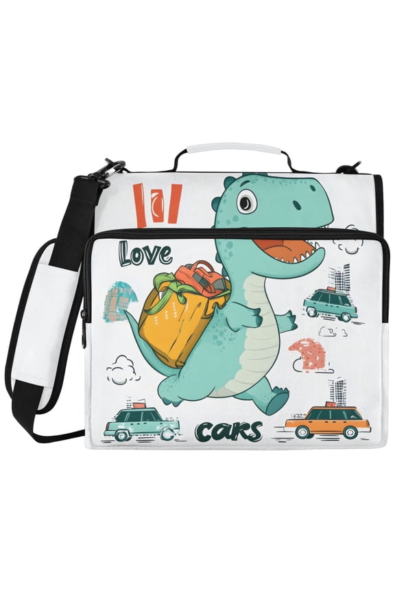 Zipper Binder Dinosaur with Backpack Pattern 2 inch 3 Ring 500 Sheet Capacity Trapper Keeper File Folder Organizer Bag
