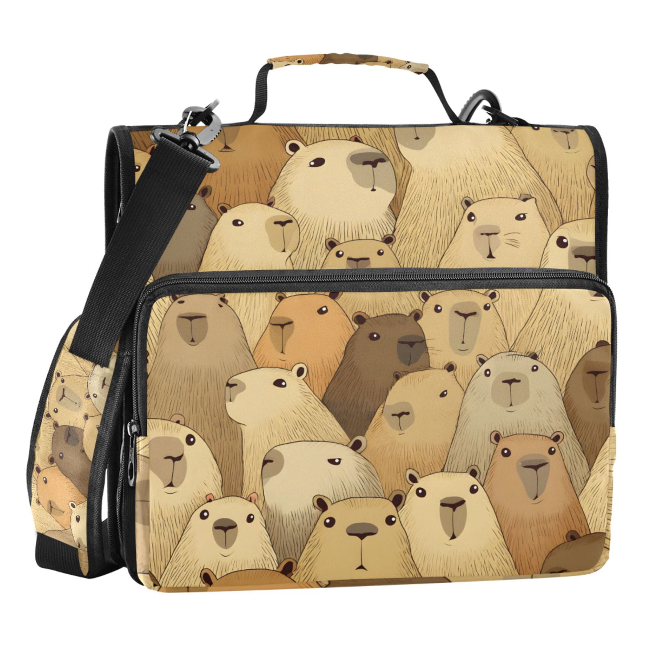 ALAZA Zipper Binder Doodle Capybara 3 Ring Trapper Keeper File Folder Organizer Bag