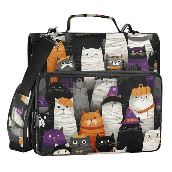 ALAZA Zipper Binder Doodle Cat Cute 3 Ring Trapper Keeper File Folder Organizer Bag