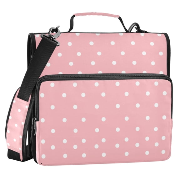 ALAZA Zipper Binder Dots Pink 2 in 3 Ring Trapper Keeper 500 Sheet Capacity File Folder Organizer Bag