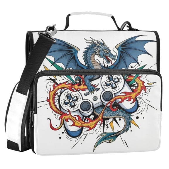 ALAZA Zipper Binder Dragon Game Controller 2 in 3 Ring Trapper Keeper 500 Sheet Capacity File Folder Organizer Bag