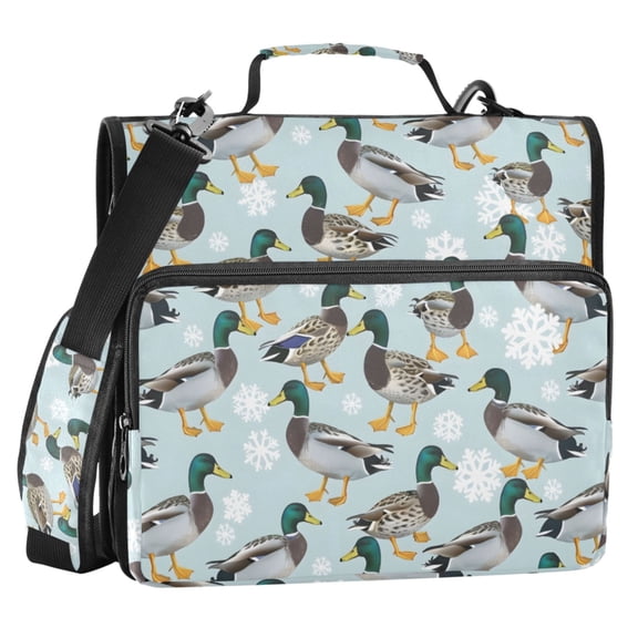 ALAZA Zipper Binder Ducks Snowflake 2 in 3 Ring Trapper Keeper 500 Sheet Capacity File Folder Organizer Bag