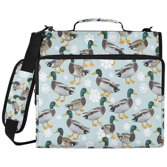 ALAZA Zipper Binder Ducks Snowflake Pattern 2 inch 3 Ring 500 Sheet Capacity Trapper Keeper File Folder Organizer Bag