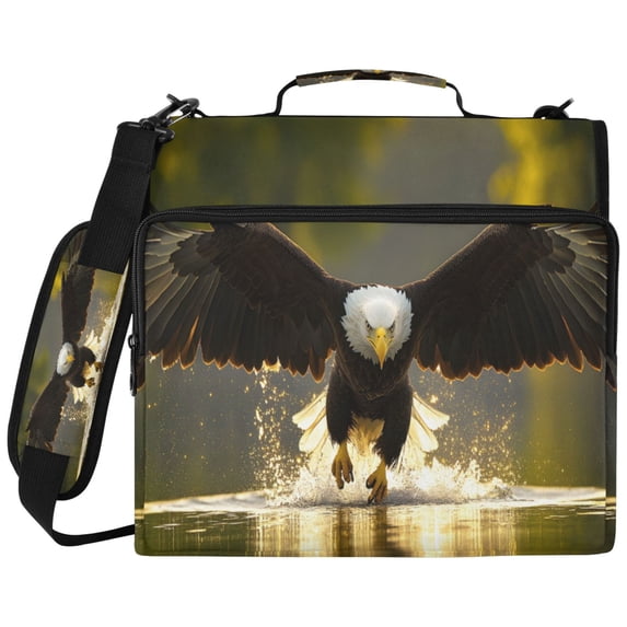 ALAZA Zipper Binder Eagle Flying Pattern 2 inch 3 Ring 500 Sheet Capacity Trapper Keeper File Folder Organizer Bag