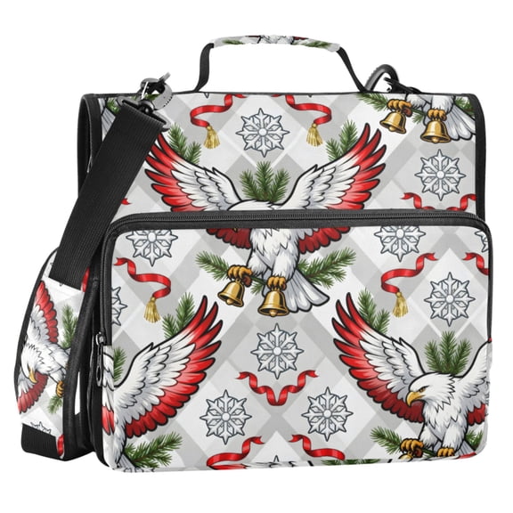 ALAZA Zipper Binder Eagles Snowflakes 2 in 3 Ring Trapper Keeper 500 Sheet Capacity File Folder Organizer Bag