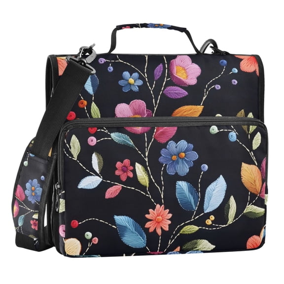 ALAZA Zipper Binder Ethnic Flower Pattern 3 Ring Trapper Keeper File Folder Organizer Bag