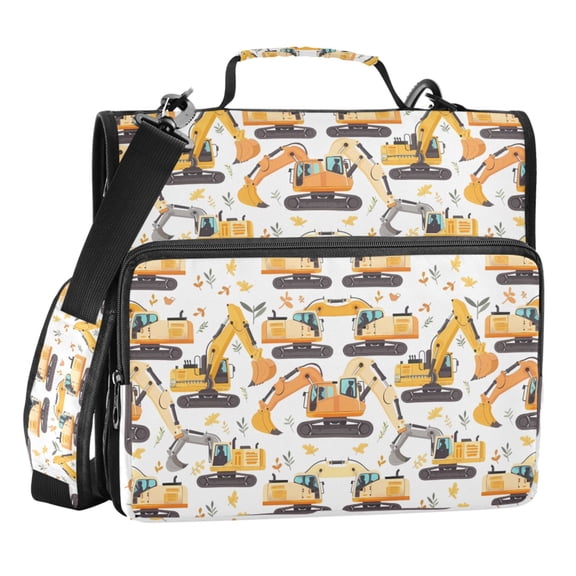 ALAZA Zipper Binder Excavator Cartoon 3 Ring Trapper Keeper File Folder Organizer Bag