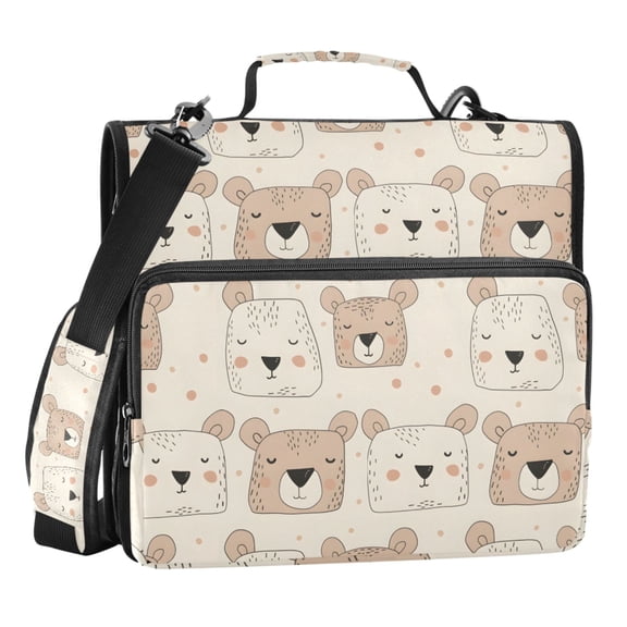 ALAZA Zipper Binder Face Of Bears 3 Ring Trapper Keeper File Folder Organizer Bag