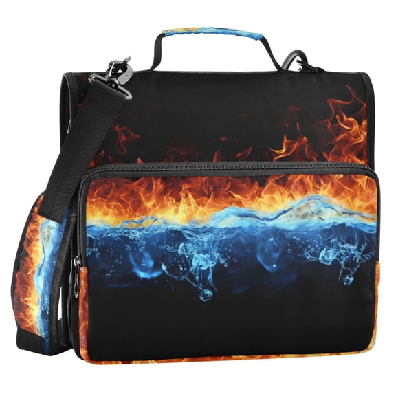 ALAZA Zipper Binder Fire and Water 2 in 3 Ring Trapper Keeper 500 Sheet Capacity File Folder Organizer Bag