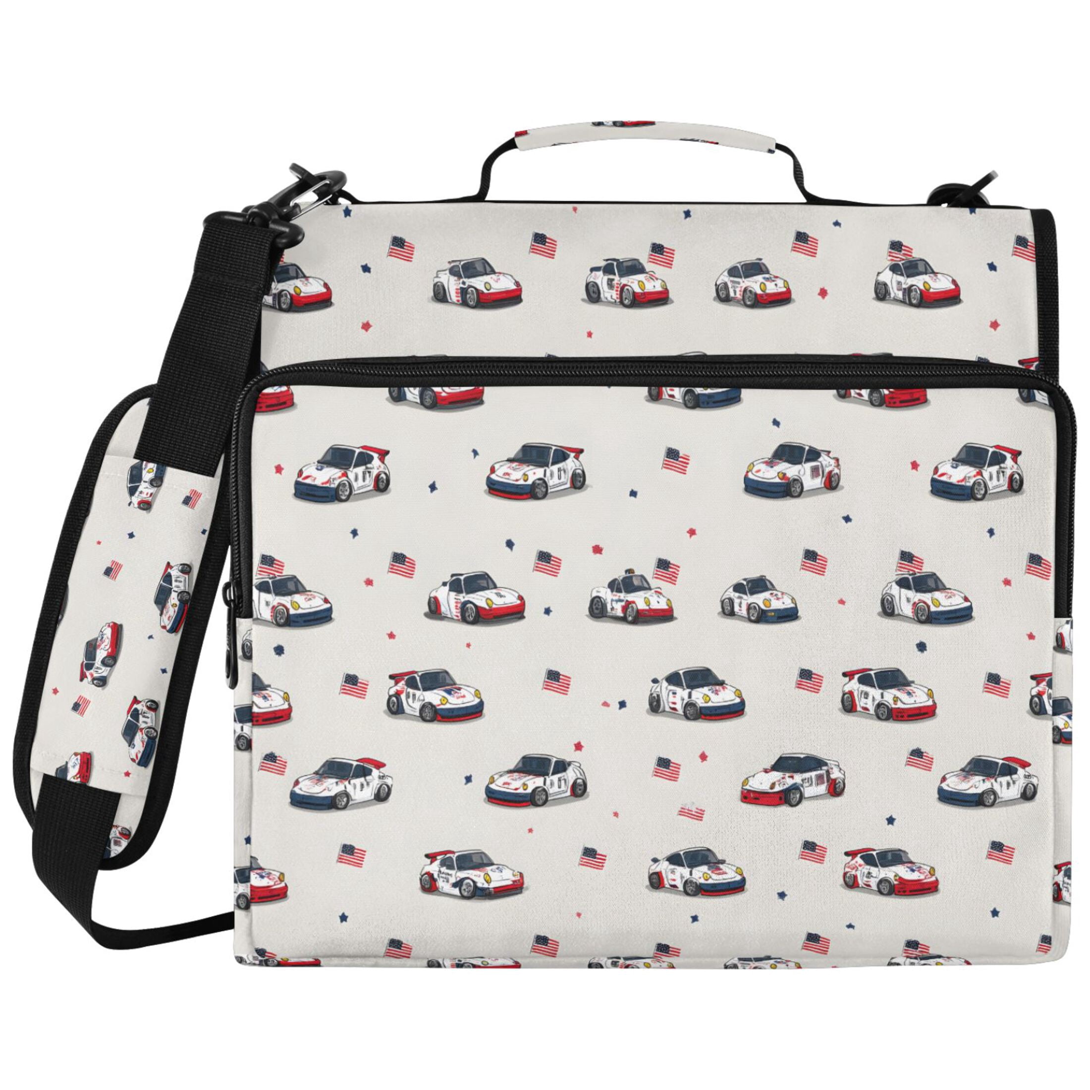 File Folder Racing Cars ALAZA Zipper Binder Flag Racing Car Pattern 2 inch 3 Ring 500 Sheet ...