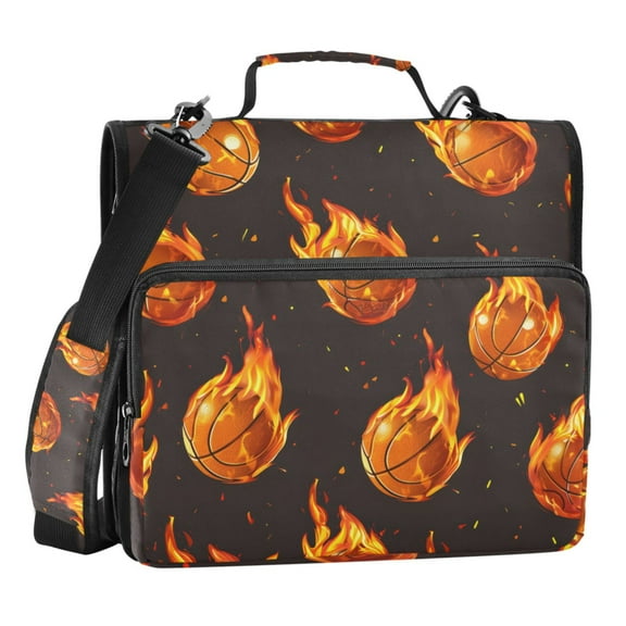 ALAZA Zipper Binder Flaming Basketballs 3 Ring Trapper Keeper File Folder Organizer Bag