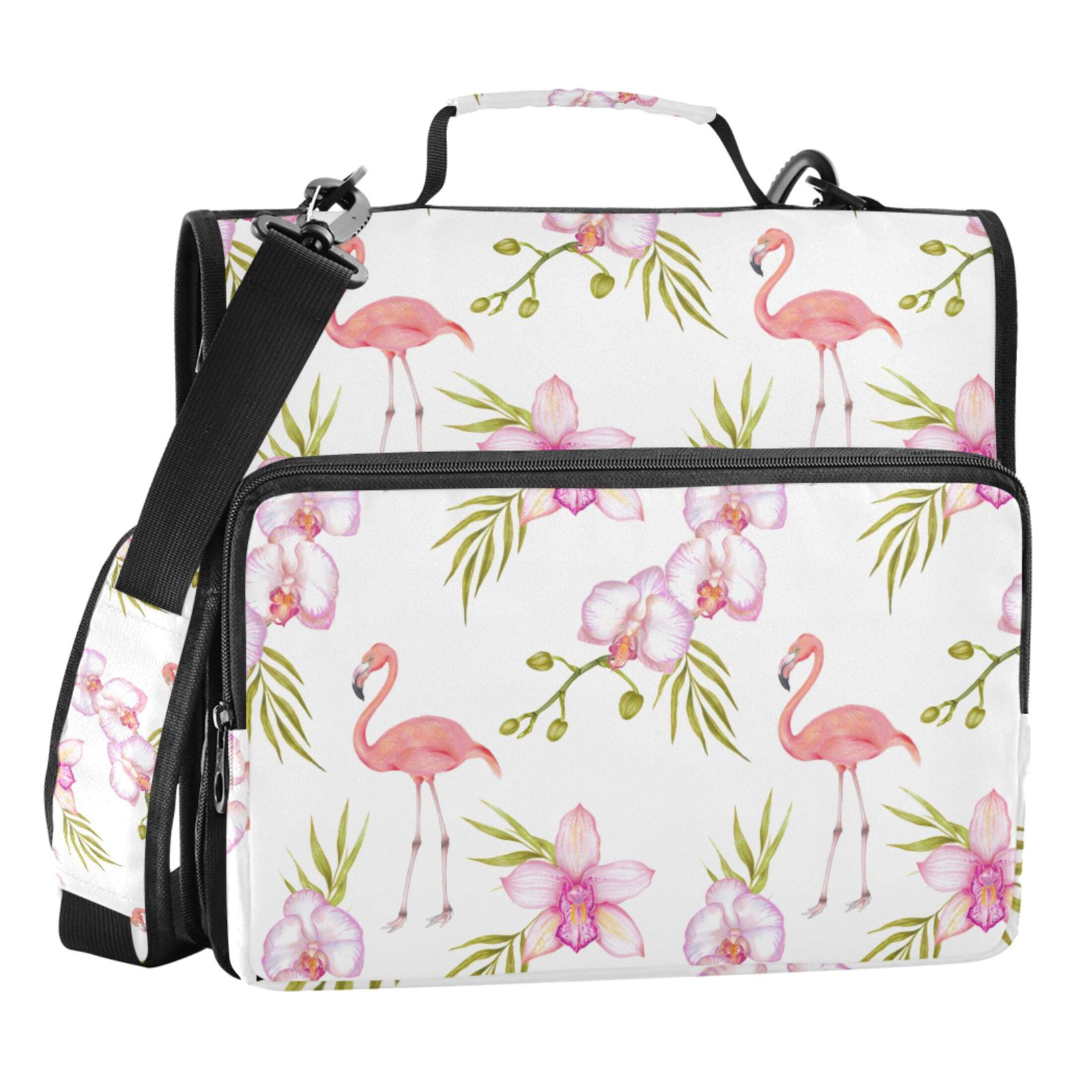 ALAZA Zipper Binder Flamingo Flowers 3 Ring Trapper Keeper File Folder Organizer Bag