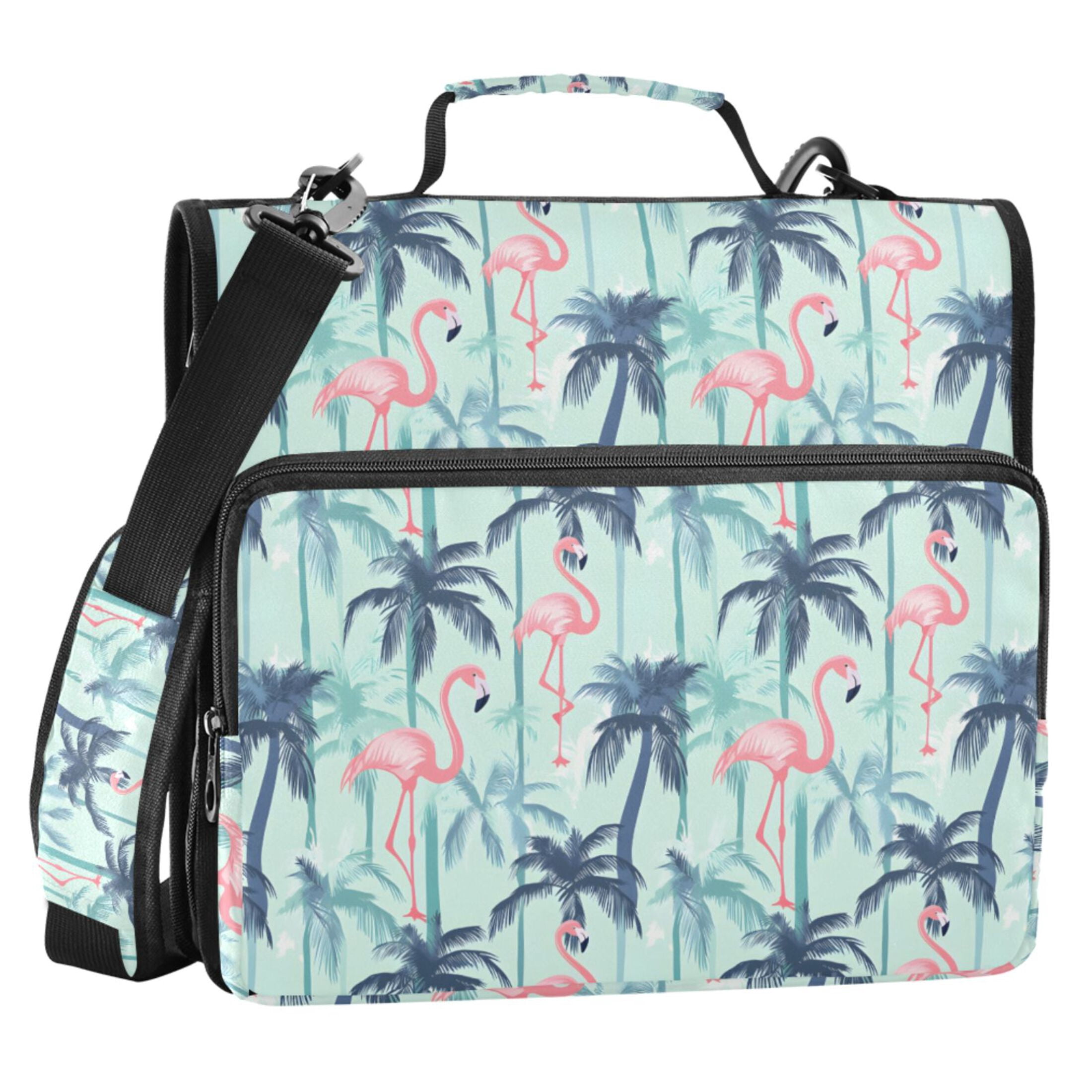 ALAZA Zipper Binder Flamingo Summer Palm Tree 2 in 3 Ring Trapper ...