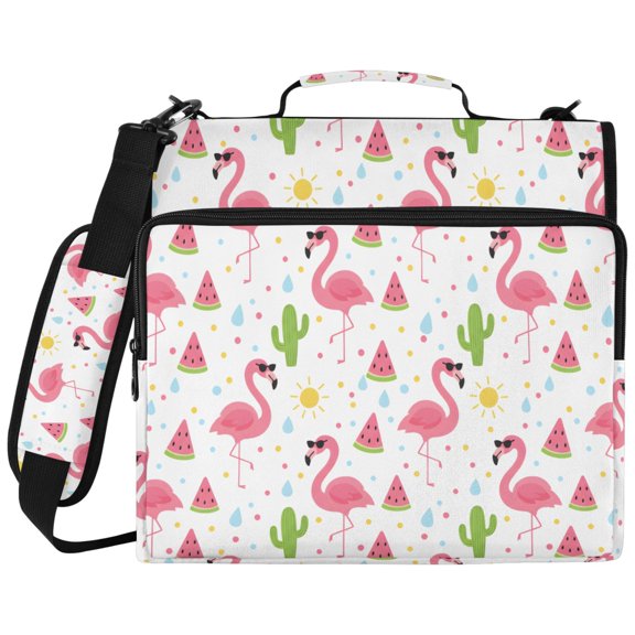 ALAZA Zipper Binder Flamingo Watermelon Pattern 2 inch 3 Ring 500 Sheet Capacity Trapper Keeper File Folder Organizer Bag