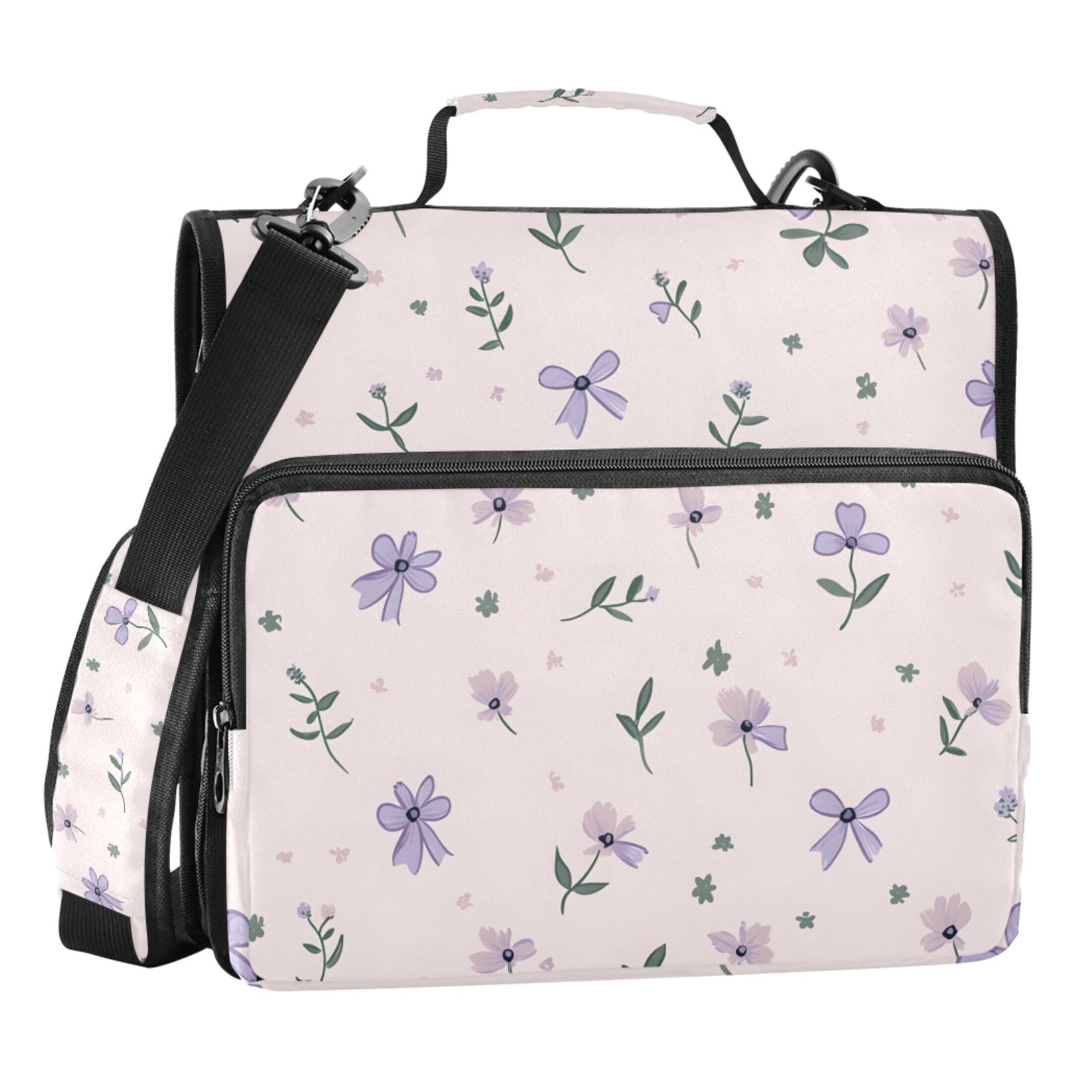 ALAZA Zipper Binder Floral Bows 3 Ring Trapper Keeper File Folder Organizer Bag