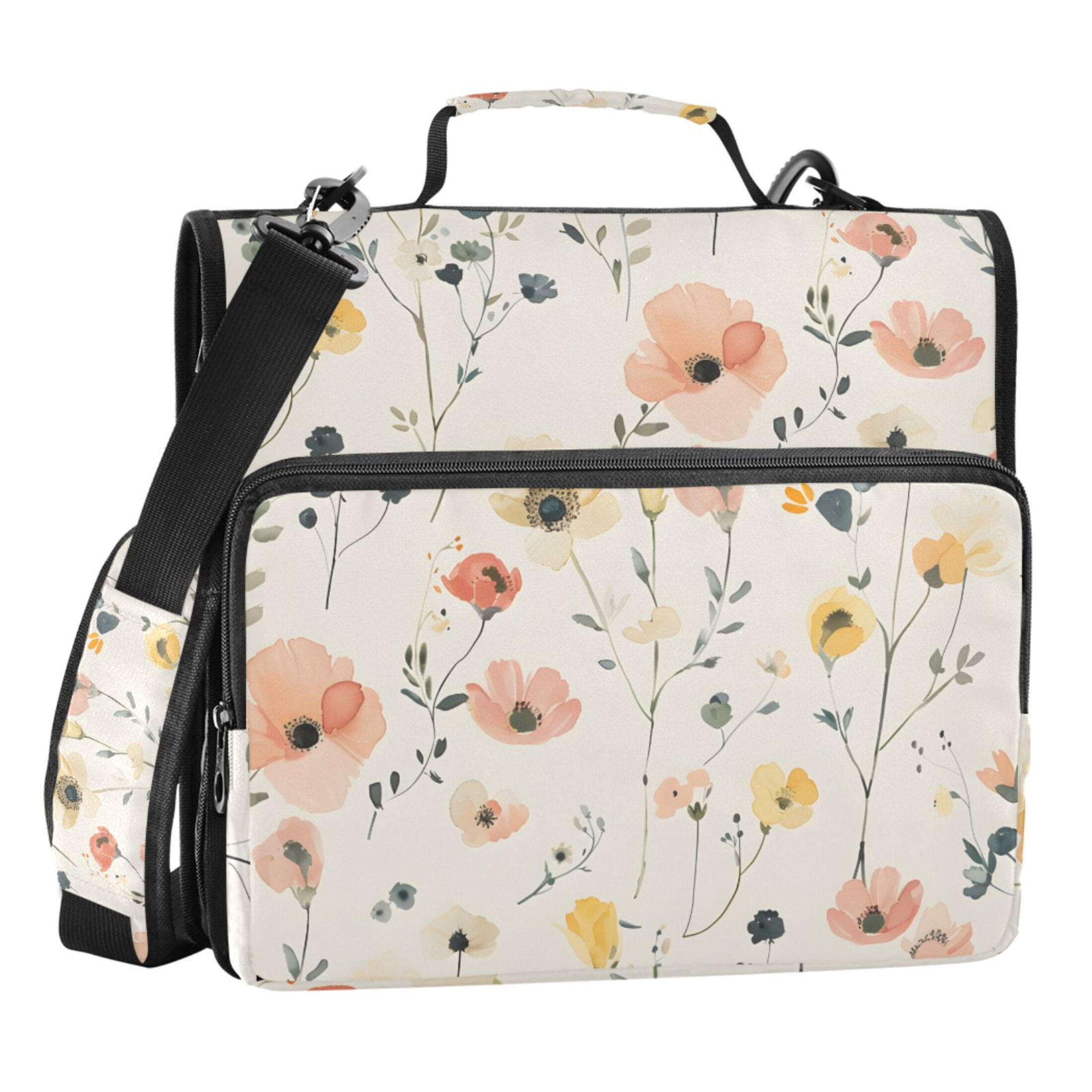 ALAZA Zipper Binder Floral Flower 3 Ring Trapper Keeper File Folder Organizer Bag
