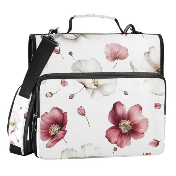 ALAZA Zipper Binder Flower 3 Ring Trapper Keeper File Folder Organizer Bag