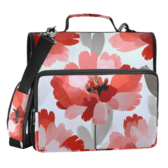 ALAZA Zipper Binder Flower Oil Paint 3 Ring Trapper Keeper File Folder Organizer Bag