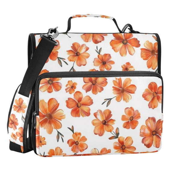 ALAZA Zipper Binder Flowers 3 Ring Trapper Keeper File Folder Organizer Bag