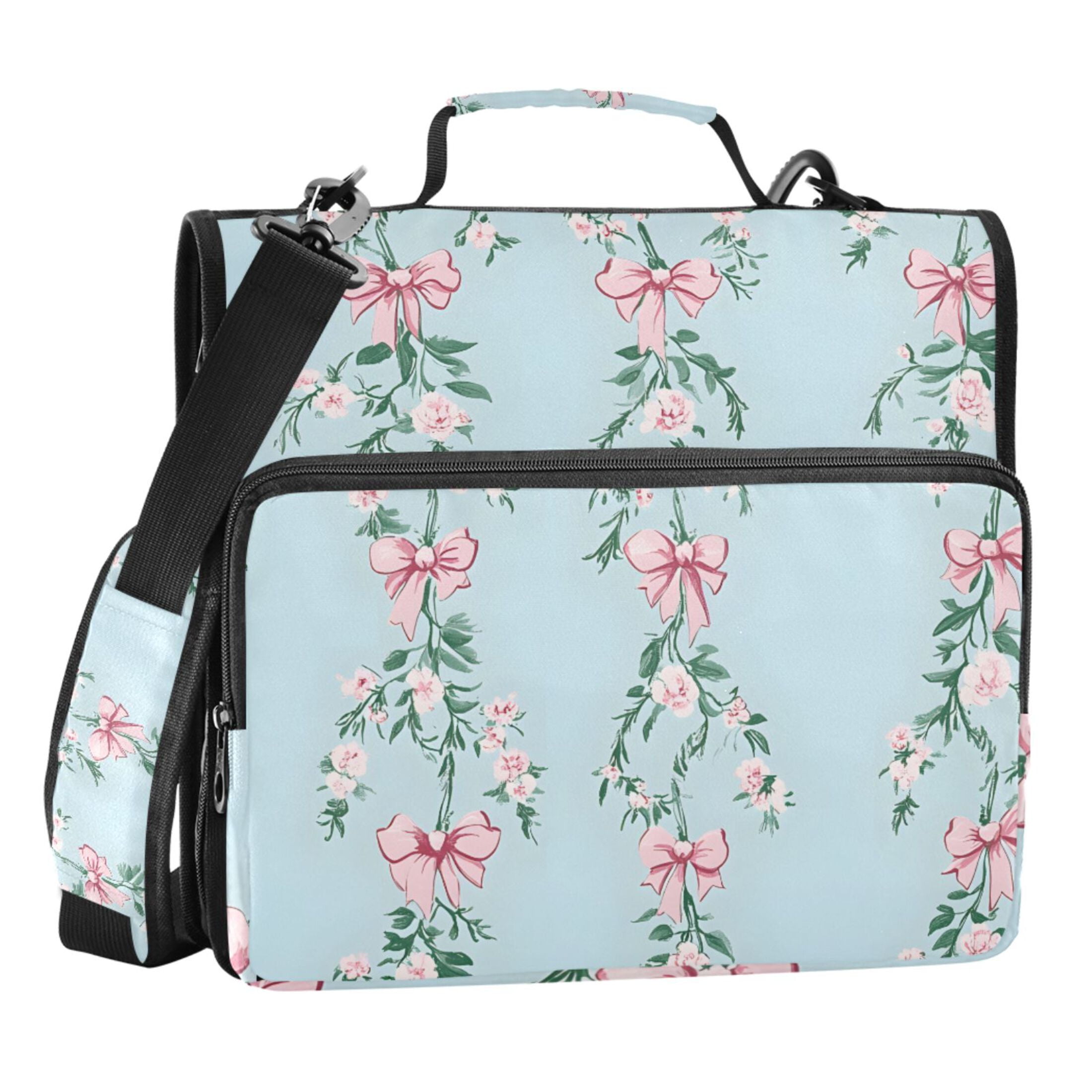 ALAZA Zipper Binder Flowers Bows 3 Ring Trapper Keeper File Folder Organizer Bag