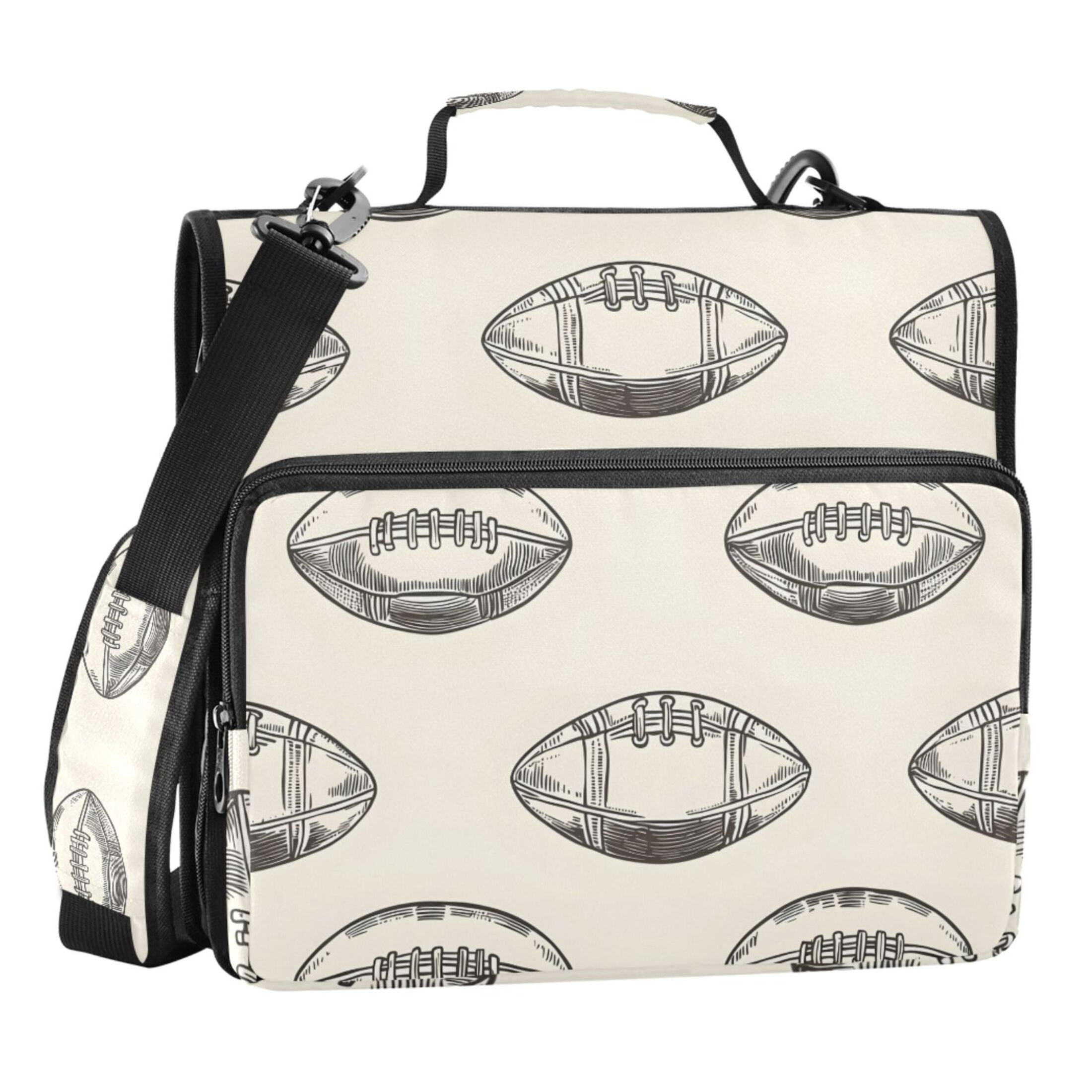 ALAZA Zipper Binder Football Retro Rugby 3 Ring Trapper Keeper File Folder Organizer Bag