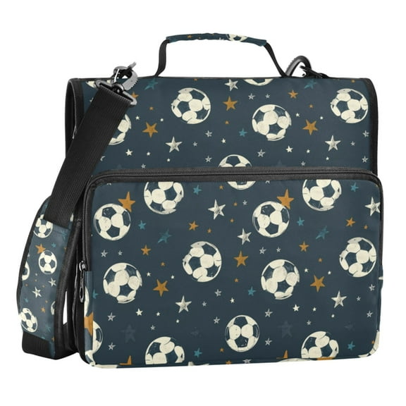 ALAZA Zipper Binder Football and Stars 3 Ring Trapper Keeper File Folder Organizer Bag