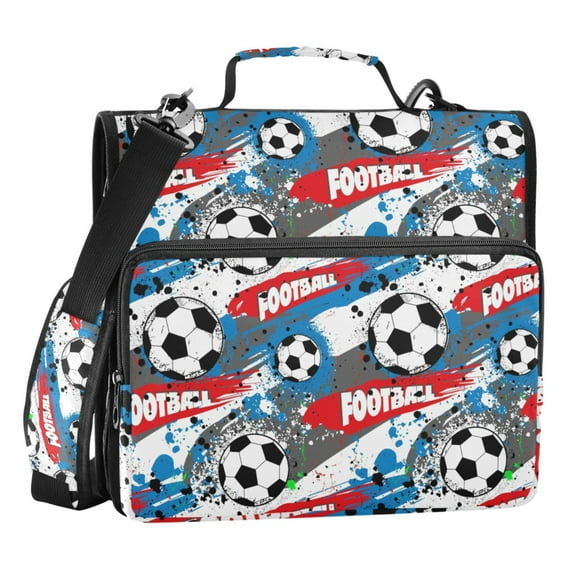 ALAZA Zipper Binder Footballs 3 Ring Trapper Keeper File Folder Organizer Bag