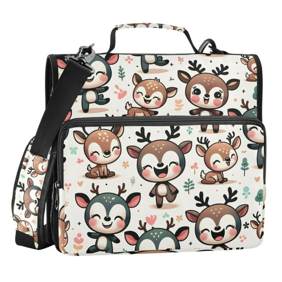 ALAZA Zipper Binder Funny Cartoon Deers 3 Ring Trapper Keeper File Folder Organizer Bag