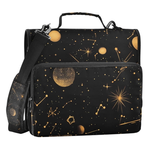 ALAZA Zipper Binder Galaxy Moon Boho Star 3 Ring Trapper Keeper File Folder Organizer Bag
