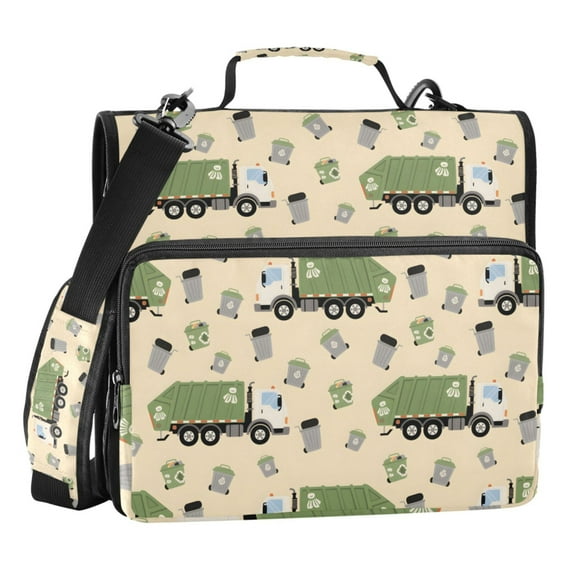 ALAZA Zipper Binder Garbage Trucks 3 Ring Trapper Keeper File Folder Organizer Bag