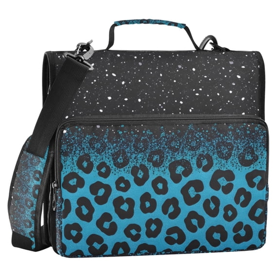 ALAZA Zipper Binder Glitter Sparkling Leopard 2 in 3 Ring Trapper Keeper 500 Sheet Capacity File Folder Organizer Bag