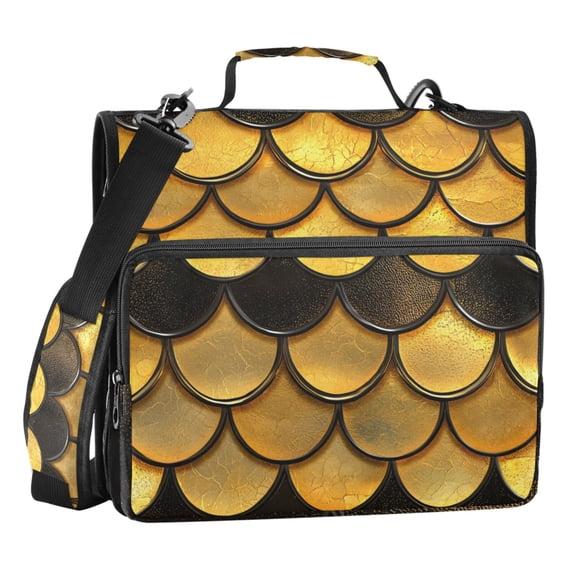 ALAZA Zipper Binder Golden Dragon Scales 3 Ring Trapper Keeper File Folder Organizer Bag