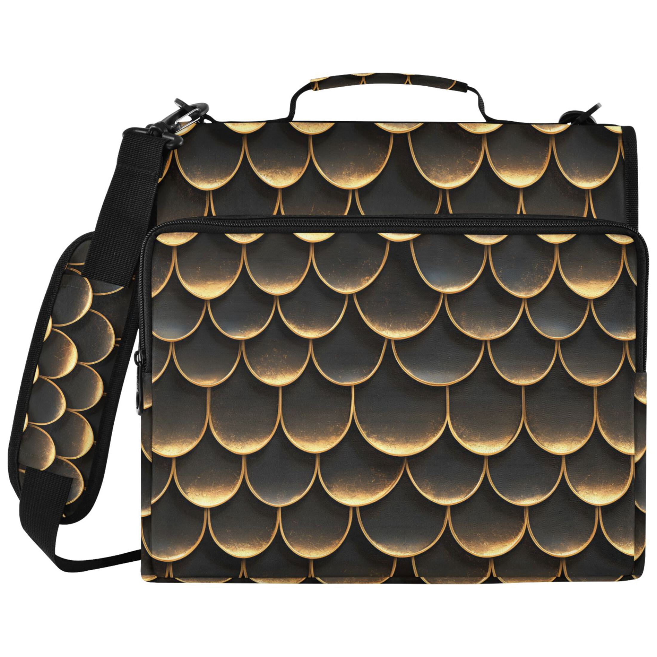 ALAZA Zipper Binder Golden Dragon Scales Pattern 2 inch 3 Ring 500 Sheet Capacity Trapper Keeper File Folder Organizer Bag