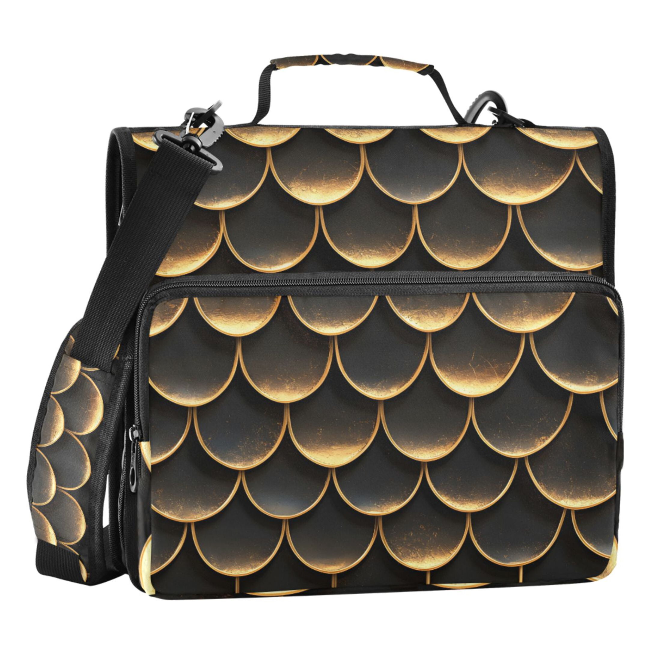 ALAZA Zipper Binder Golden Dragon Scales Pattern 3 Ring Trapper Keeper File Folder Organizer Bag
