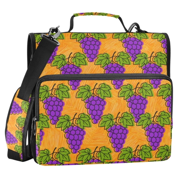 ALAZA Zipper Binder Grapes Hand Drawn 2 in 3 Ring Trapper Keeper 500 Sheet Capacity File Folder Organizer Bag