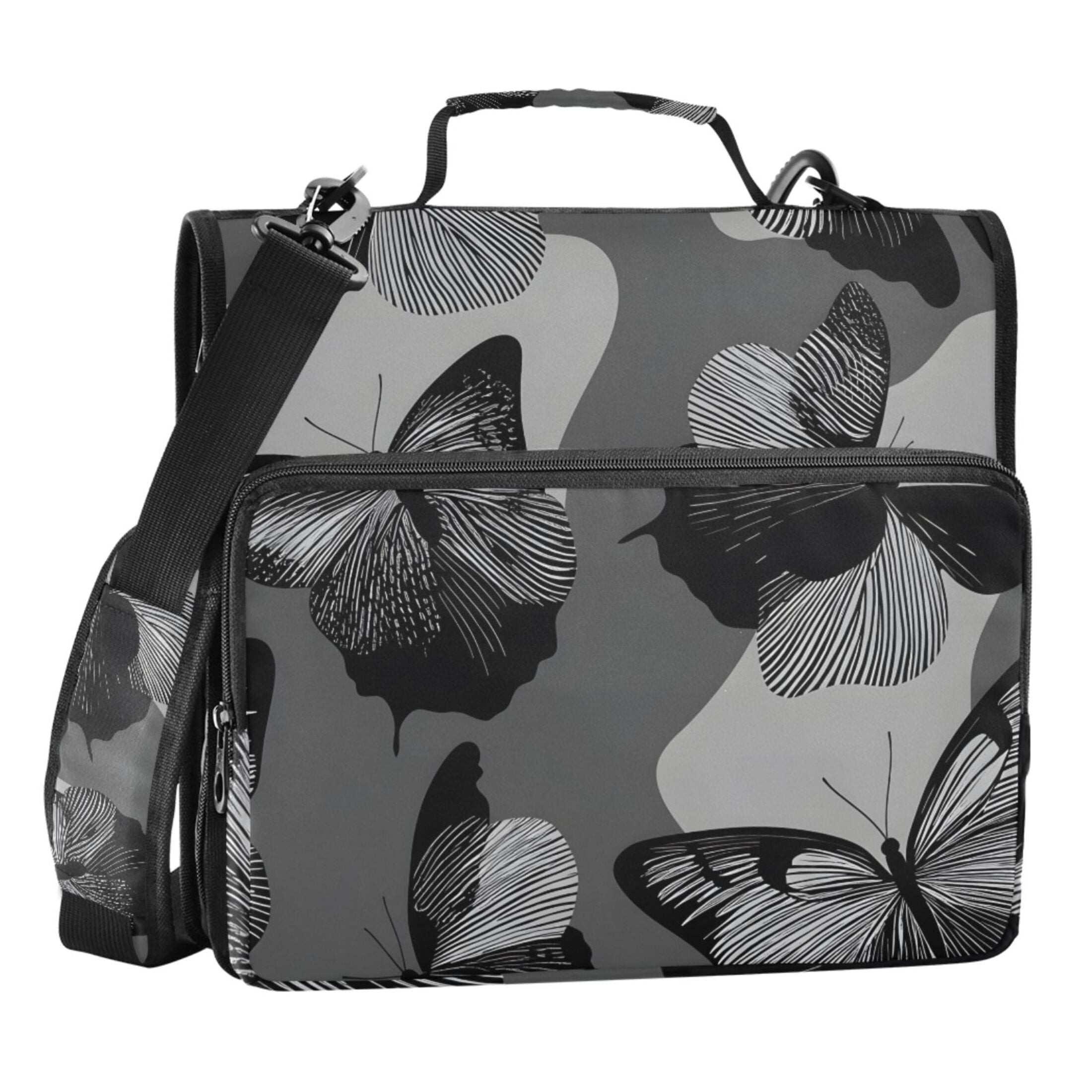 ALAZA Zipper Binder Gray Butterfly 3 Ring Trapper Keeper File Folder ...
