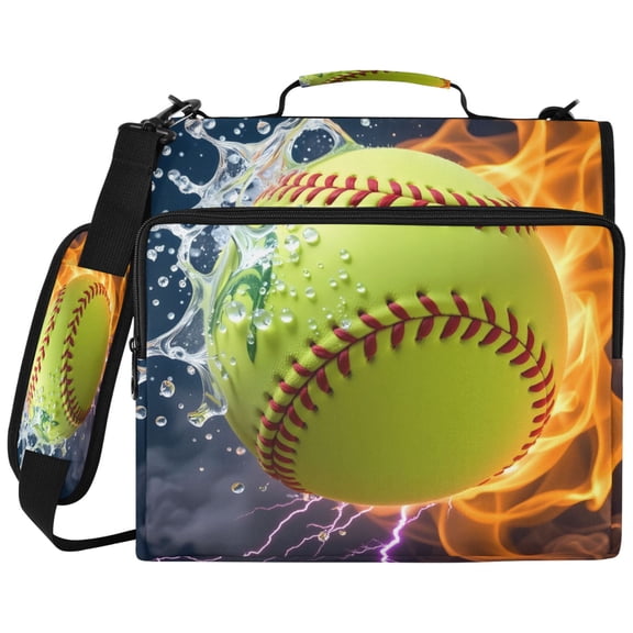 ALAZA Zipper Binder Green Baseball Fire Pattern 2 inch 3 Ring 500 Sheet Capacity Trapper Keeper File Folder Organizer Bag