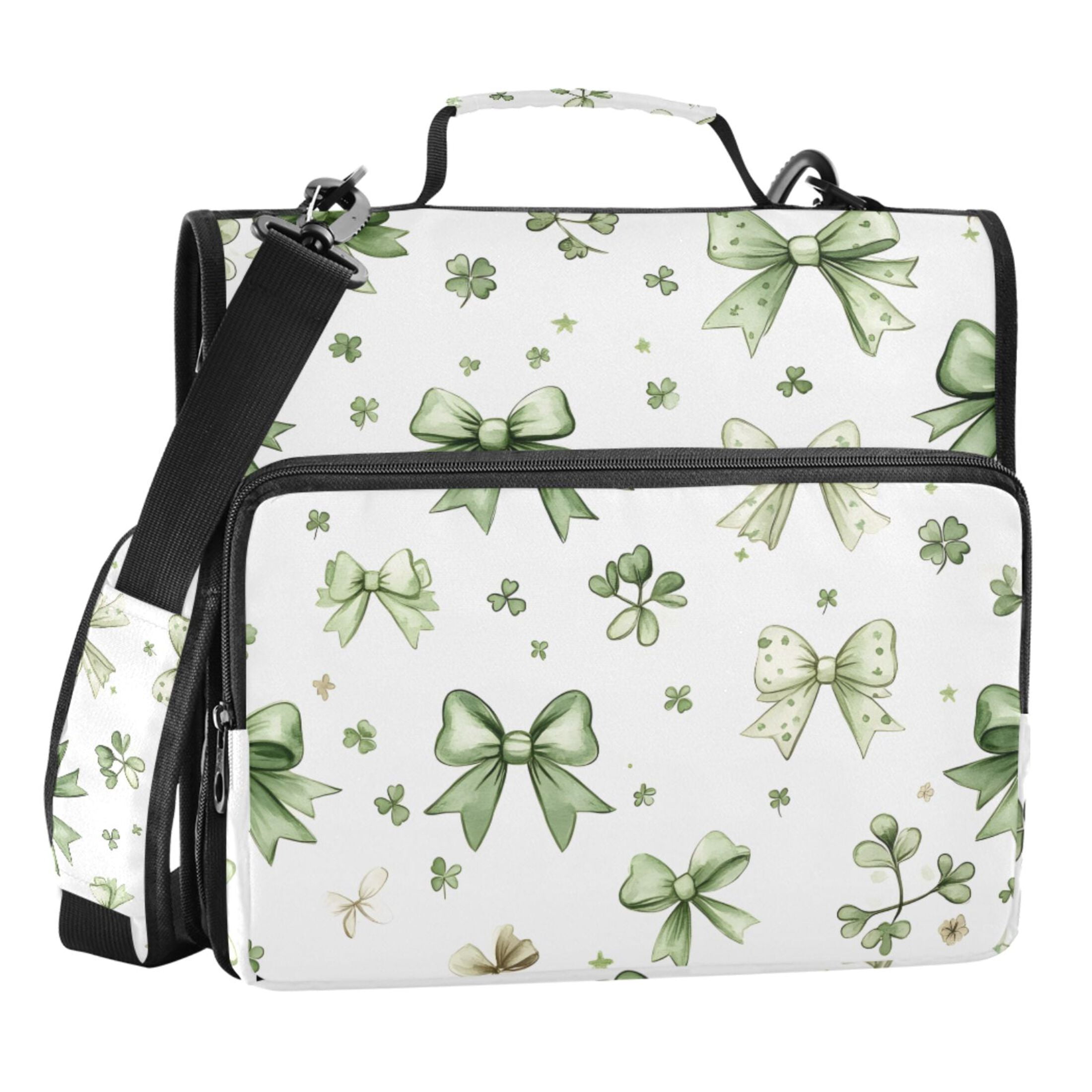 ALAZA Zipper Binder Green Bows 3 Ring Trapper Keeper File Folder Organizer Bag