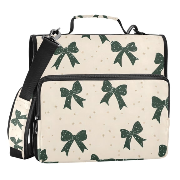 ALAZA Zipper Binder Green Bows 3 Ring Trapper Keeper File Folder Organizer Bag