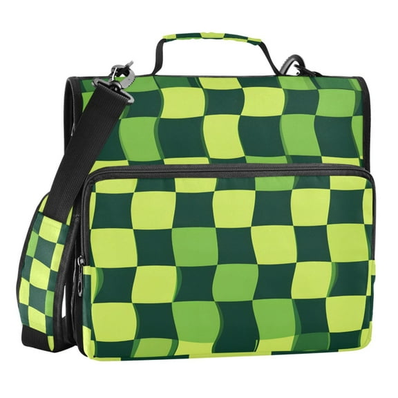 ALAZA Zipper Binder Green Checkered Pattern 3 Ring Trapper Keeper File Folder Organizer Bag