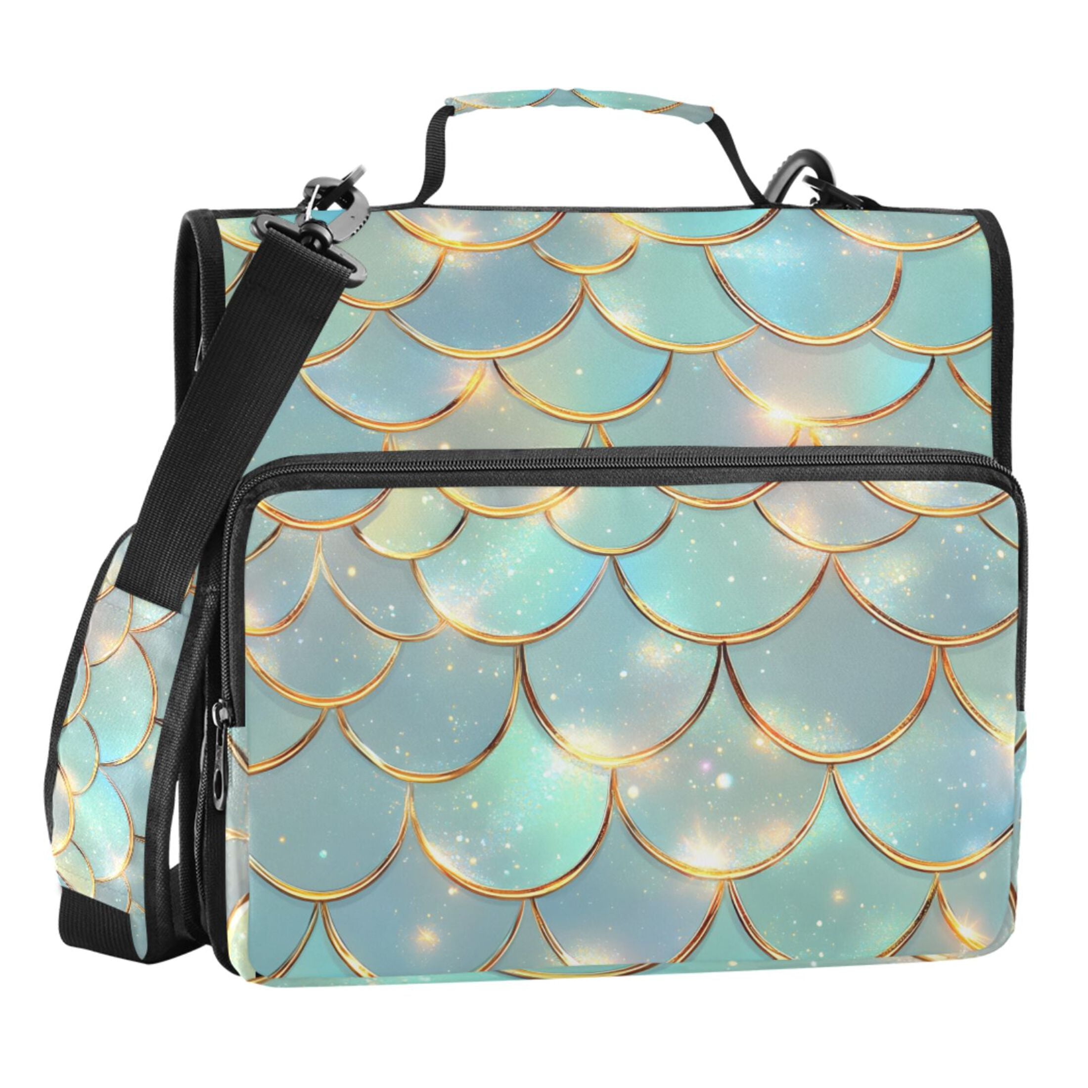 ALAZA Zipper Binder Green Gradient Scales 3 Ring Trapper Keeper File Folder Organizer Bag